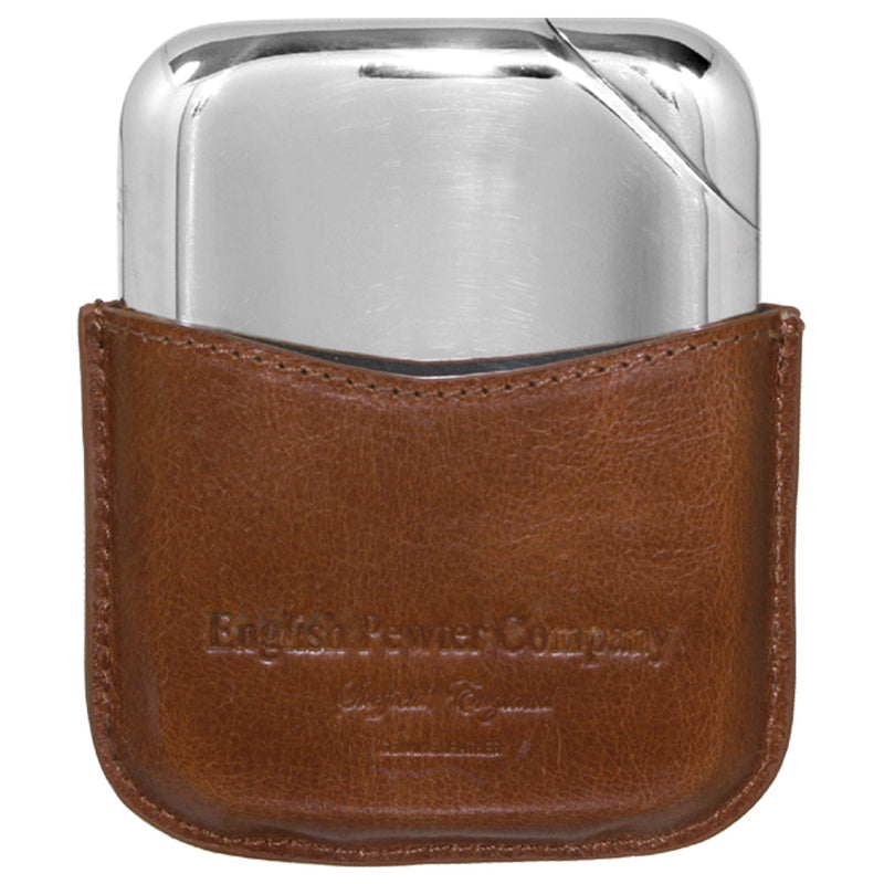 Novus Pewter Hip Flask with Leather Pouch Adeum