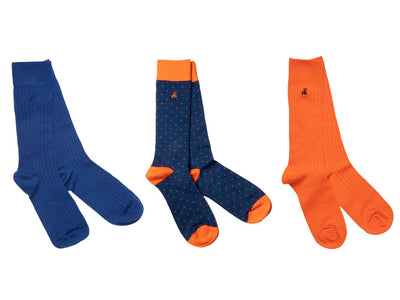 Orange and Blue Sock Box - 3 Pairs of Bamboo Socks Adeum