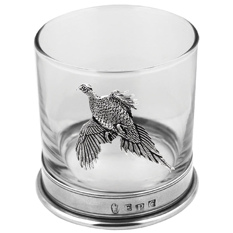 11OZ Pheasant Pewter Whiskey Glass Tumbler Set of 2 Adeum