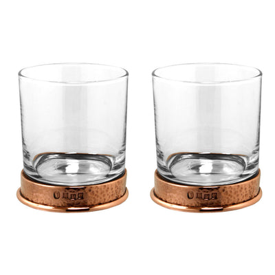 11OZ Copper Hammered Pewter Whiskey Glass Tumbler Set of 2 Adeum