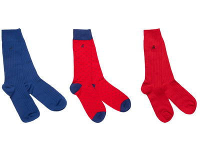 Red and Blue Sock Box - 3 Pairs of Bamboo Socks Adeum