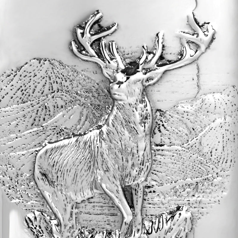 6OZ Pewter Hip Flask with Embossed Highland Stag Design Adeum