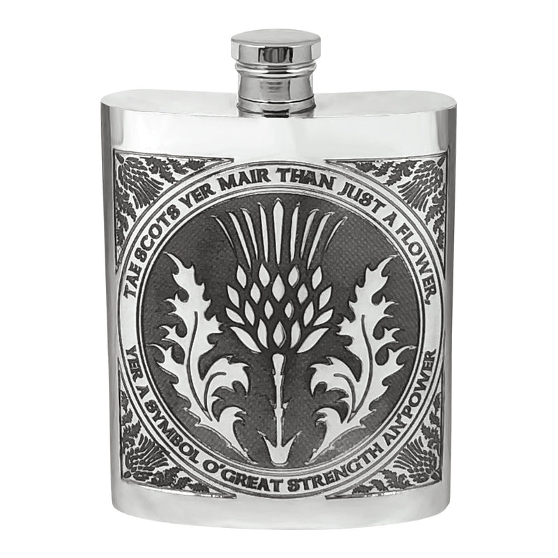 6OZ Tae A Thistle Robbie Burns Scottish Pewter Hip Flask Adeum