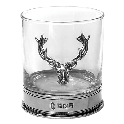 11OZ Stag Head Pewter Whiskey Glass Tumbler Set of 2 Adeum