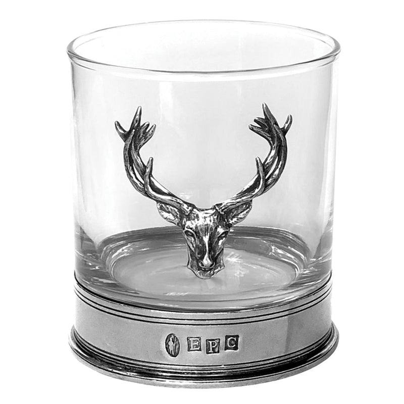 11OZ Stag Head Pewter Whiskey Glass Tumbler Set of 2 Adeum