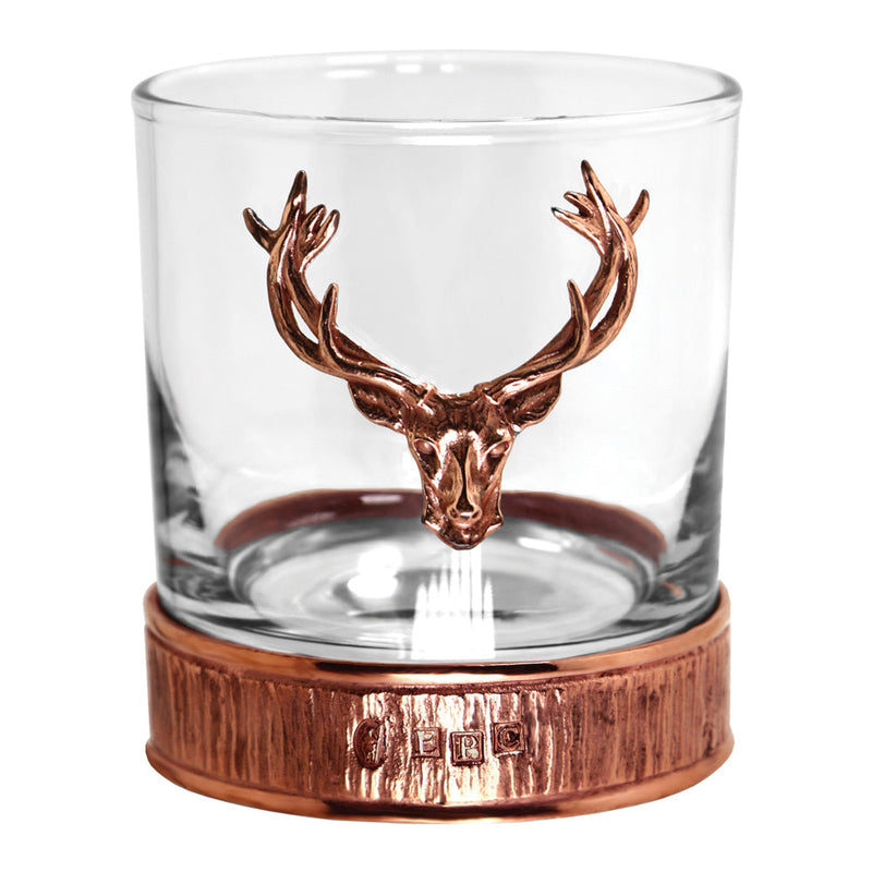 11OZ Copper Stag Head Pewter Whiskey Glass Tumbler Set of 2 Adeum