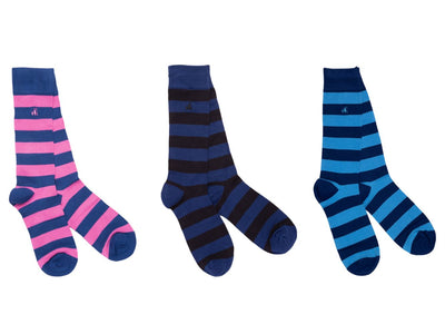 Stripey Sock Box - 3 Pairs of Bamboo Socks Adeum