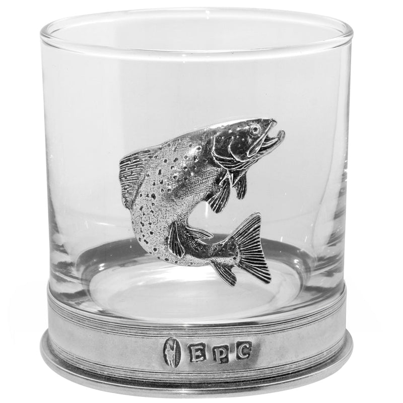 11OZ Trout Fishing Pewter Whiskey Glass Tumbler Set of 2 Adeum