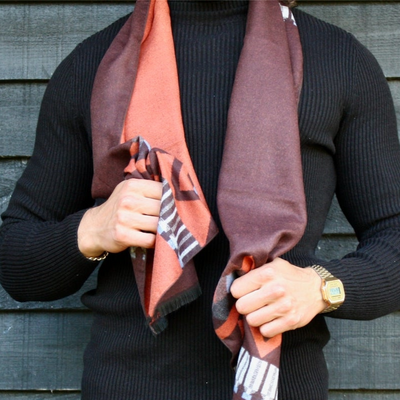 Maroon Abstract Bamboo Scarf Adeum