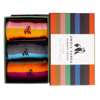 Multi Stripe Sock Box - 3 Pairs of Bamboo Socks Adeum