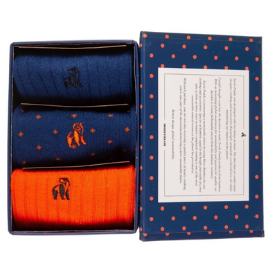 Orange and Blue Sock Box - 3 Pairs of Bamboo Socks Adeum