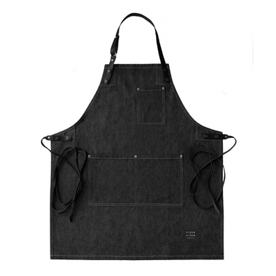 Black Denim and Leather Apron