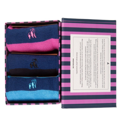 Stripey Sock Box - 3 Pairs of Bamboo Socks Adeum