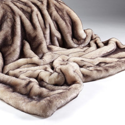 Brown Snow Fox Faux Fur Throw Adeum