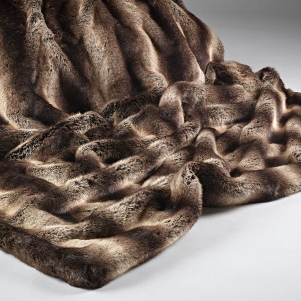 Dark Brown Alaska Faux Fur Throw Adeum