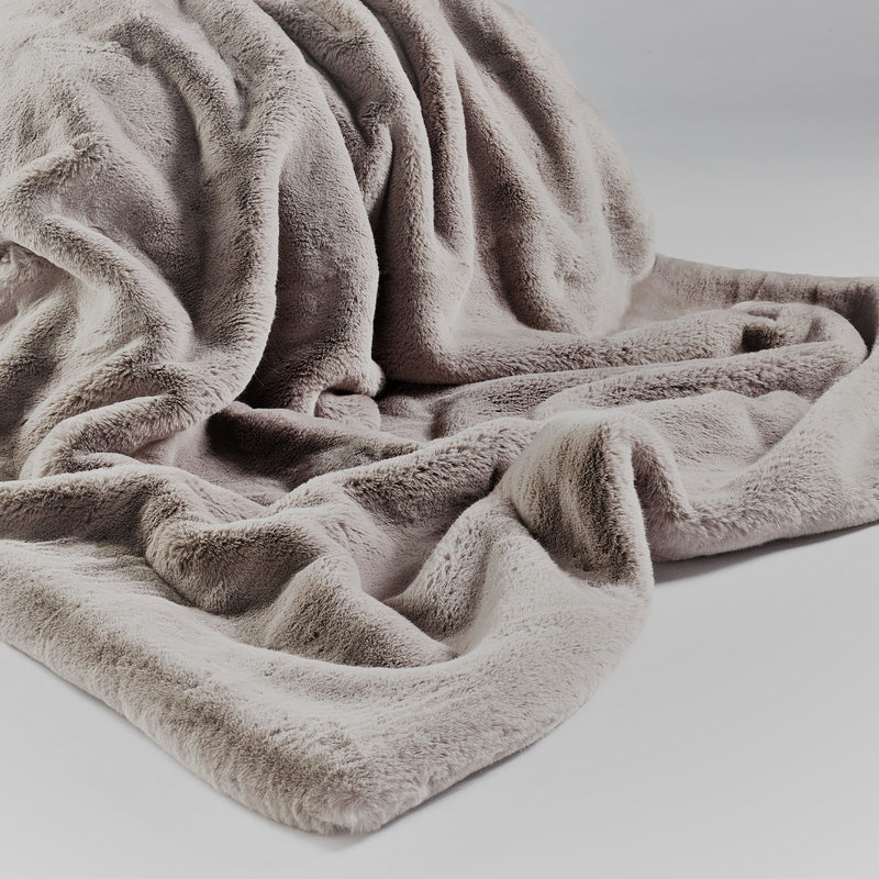 Luxe Silver Faux Fur Throw Adeum