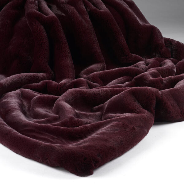 Luxe Wine Faux Fur Throw Adeum