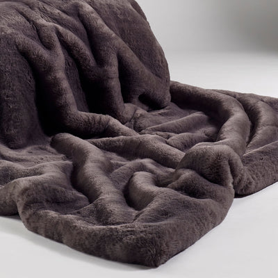 Russian Blue Faux Fur Throw Adeum