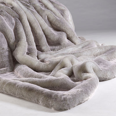 Silver Alaska Fox Faux Fur Throw Adeum