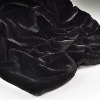 Soft Black Faux Fur Throw Adeum