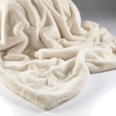 Soft Cream Faux Fur Throw Adeum