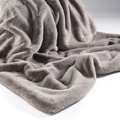 Soft Grey Faux Fur Throw Adeum