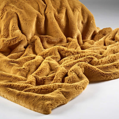 Soft Mustard Faux Fur Throw Adeum