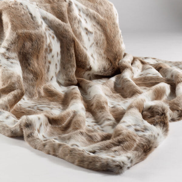 Tan Lynx Faux Fur Throw Adeum