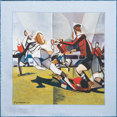 'The (Rugby) Football Match' Silk Pocket Square Adeum