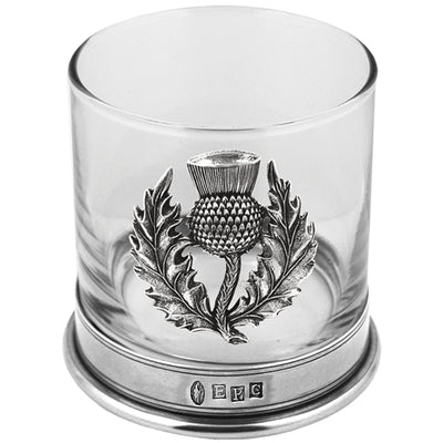 11OZ Scottish Thistle Pewter Whiskey Glass Tumbler Set of 2 Adeum