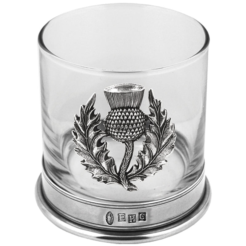 11OZ Scottish Thistle Pewter Whiskey Glass Tumbler Set of 2 Adeum