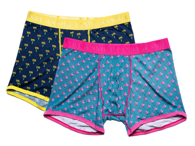 Bamboo Boxers 2 Pack - Flamingos and Palms Adeum