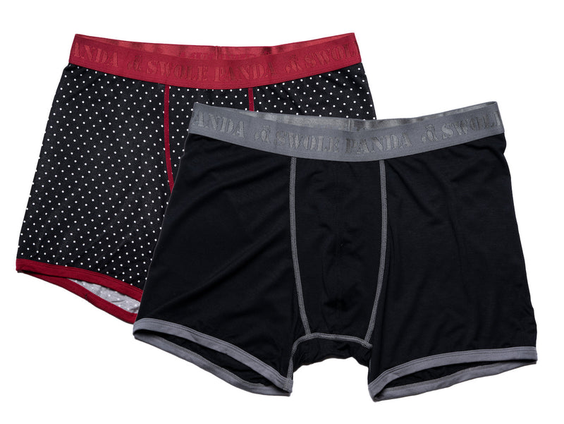 Bamboo Boxers 2 Pack - Grey & Black / White Spot Adeum