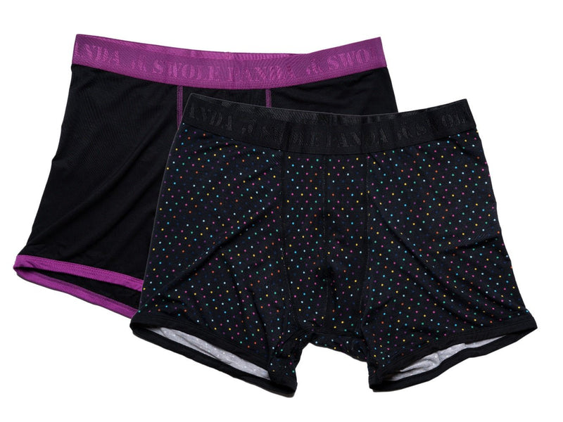 Bamboo Boxers 2 Pack - Purple & Black / Multi Spot Adeum